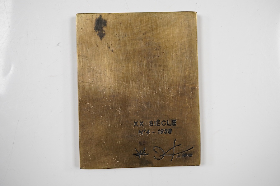 Joan Miro (1893-1983), an abstract bronze plaque XX Siecle No.4-1938, signed in the casting, 11cm high